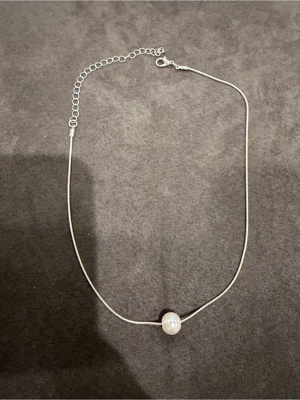 Kohl's Silver-Tone Necklace with Single Pearl Accent
